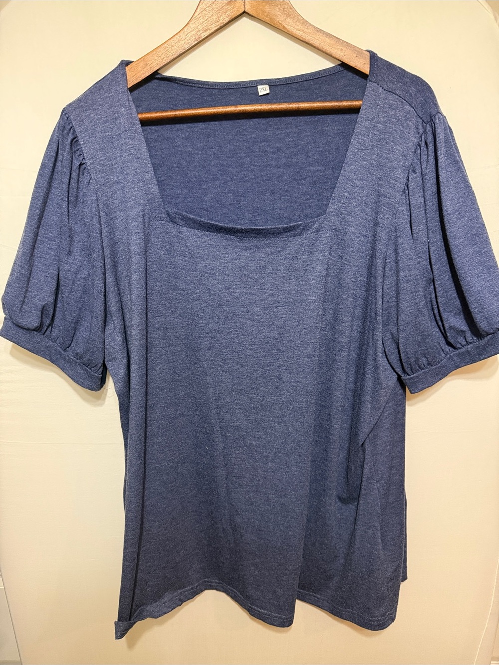 Women's Square Neck Short Sleeve Top - Blue